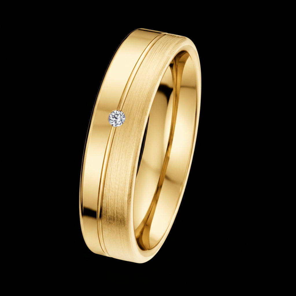 Pozlaćena ravna burma 925 s cirkonom 24kt 6mm na crnoj pozadini